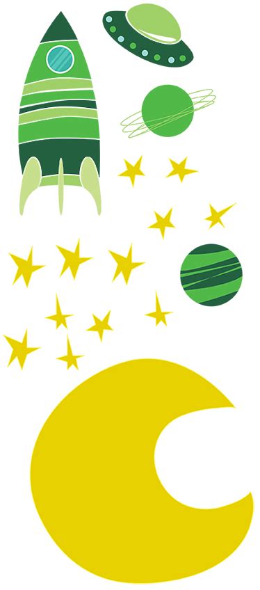Kids Space Green Moon Decal Collection Tenstickers