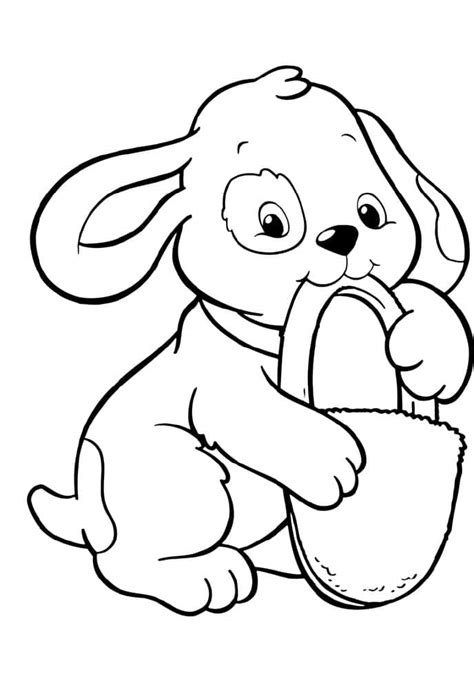 Cute puppy with a bow. Print & Download - Draw Your Own Puppy Coloring Pages