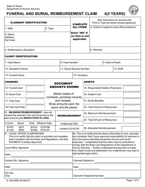 Funeral Claim Form ≡ Fill Out Printable Pdf Forms Online