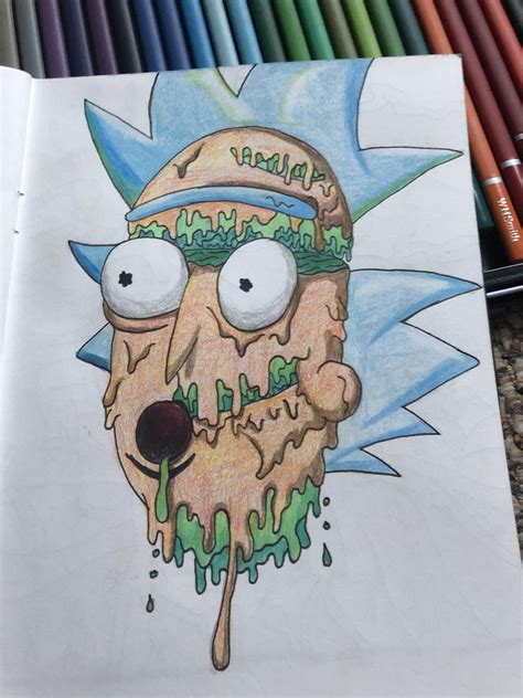 Melting Rick From Rick And Morty 😧also Happy New Year 🥳 Rdrawing