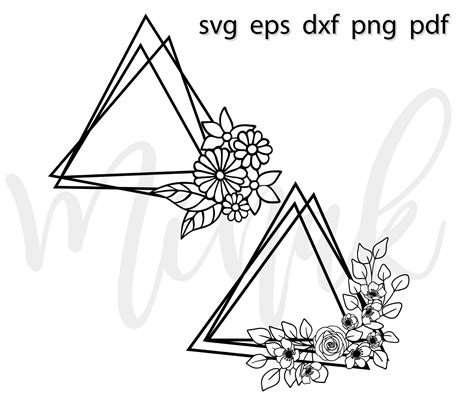 Floral Triangle Svg Geometric Frame Svg Vector Cut File Png Etsy