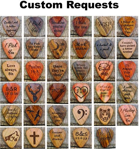 Custom Wood Guitar Pick Handmade Wood Guitar Pick Engraved Wooden