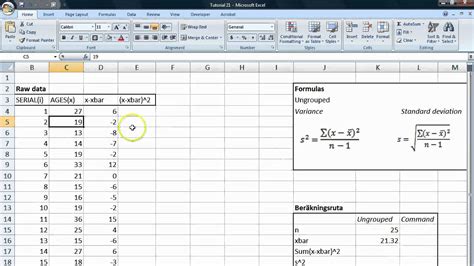 Construct the cumulative frequency distribution. Basic statistics tutorial 22 Standard deviation (ungrouped ...