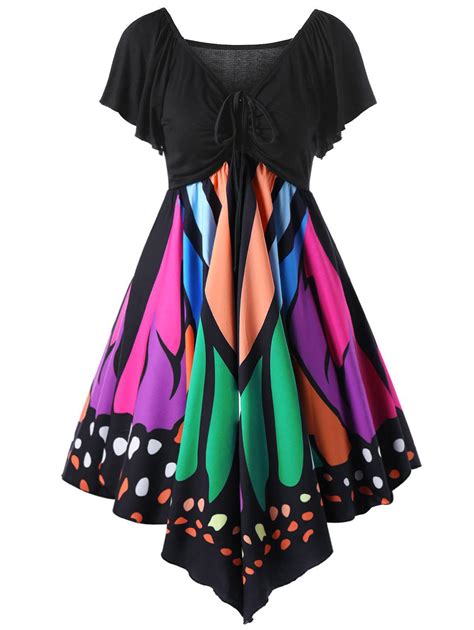 Blackgreen 2xl Butterfly Graphic Dress