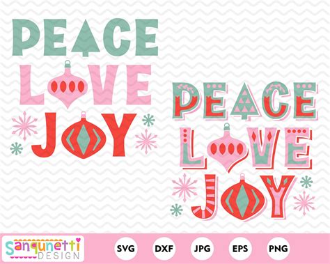 Vintage Christmas Svg Peace Love Joy Svg Retro Pink Etsy