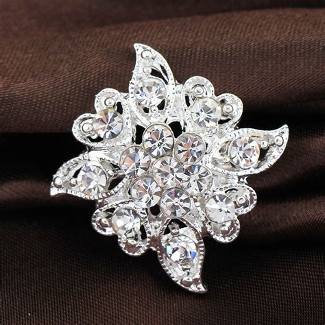 Clear Rhinestone Crystal Silver Wedding Bridal Party Pearl Bouquet Brooch Pins Ebay