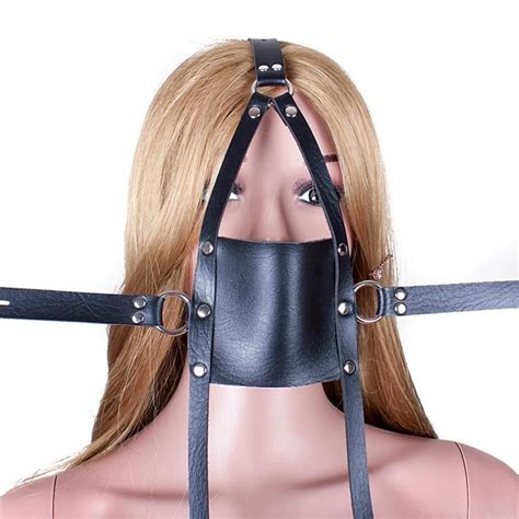 Pu Leather Open Mouth Gag Head Harness Bondage Restraints Sexy Mask