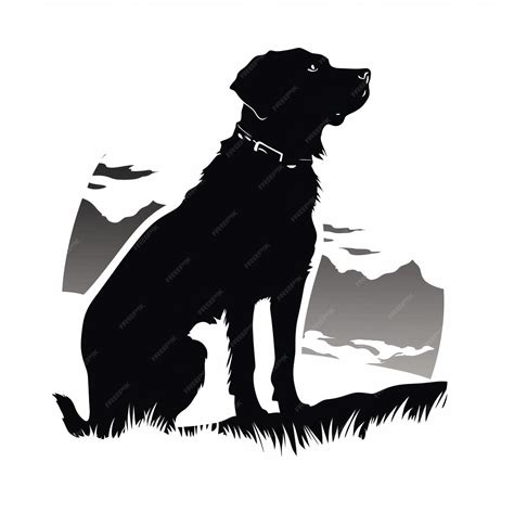 Premium Ai Image A Silhouette Black Dog Sitting On Top Of A Grass