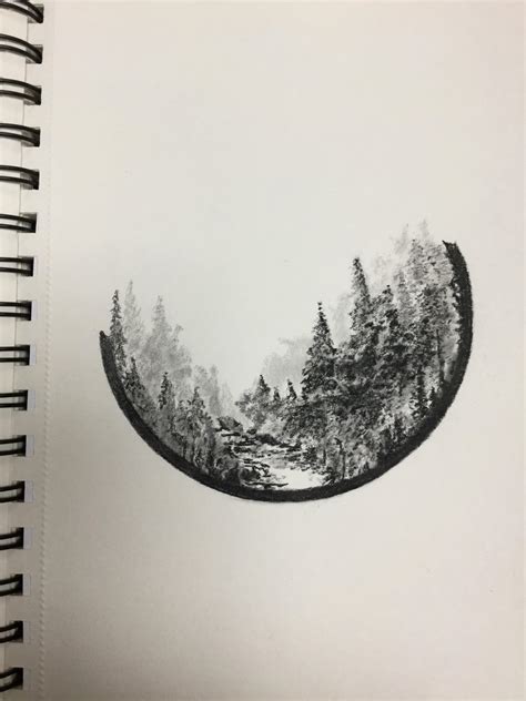 Pen And Ink Sketch Of A Forest Scene Rdrawing