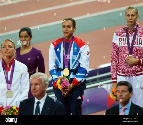 JESSICA ENNIS IN TEARS AS SHE RECEIVES HER GOLD MEDAL WOMENS