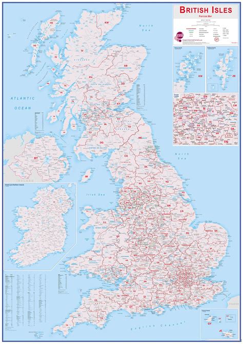 Large British Isles Postcode Map Paper