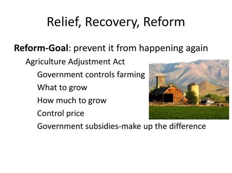 Relief Recovery Reform Chart