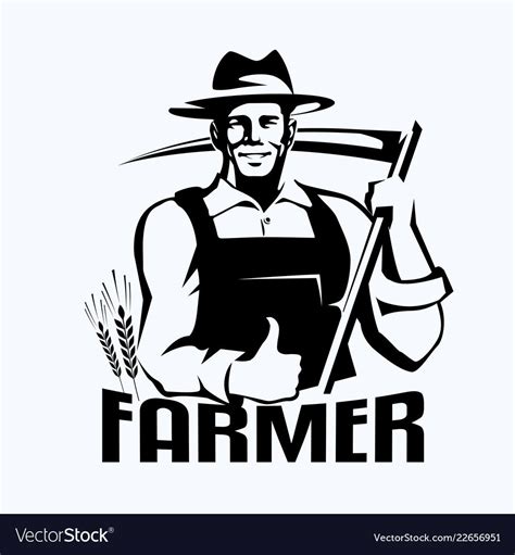 Farmer Stylized Portrait Organic Products Logo Template Download A