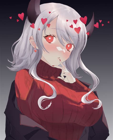 Safebooru 1girl Absurdres Bangs Blazer Blush Breasts Closed Mouth Demon Horns Earrings