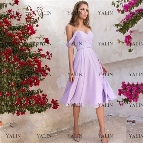 Yalin Elegant Lavender Sweetheart Neck Prom Dresses Tea Length Off The