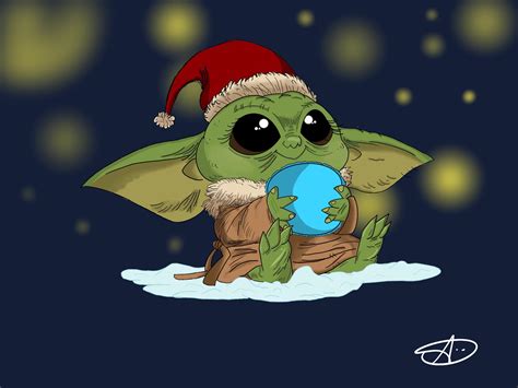 Some Baby Yoda Christmas Art I Did With A Snacky Rbabyyoda