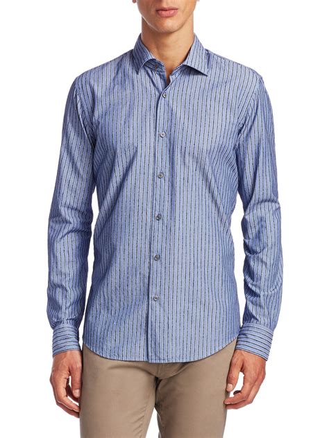 Lyst Saks Fifth Avenue Collection Stripes Cotton Button Down Shirt In