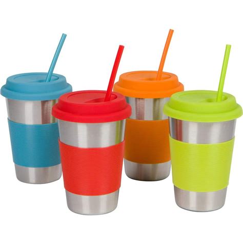 To Go Stainless Steel Cups With Silicone Lids Sleeves And Straws 16