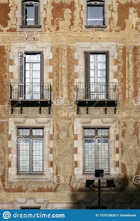Old Facade Building Windows With Balcony Art Painting Historical