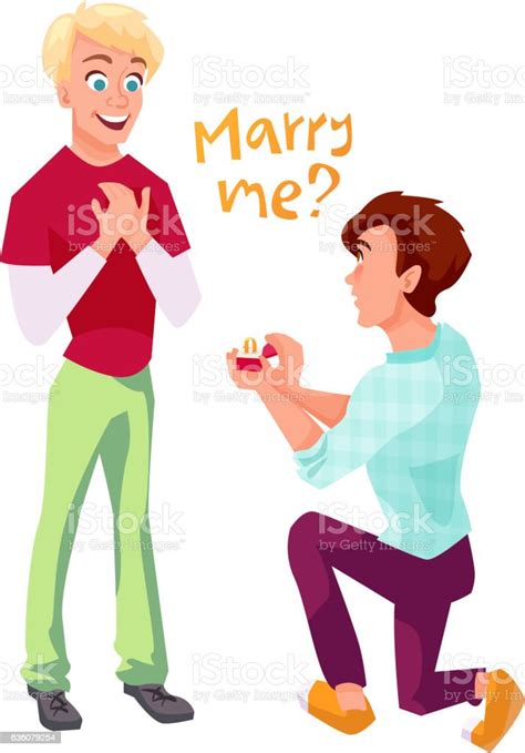 Marriage Proposal In Gay Couple Illustration Stock Vector Art And More