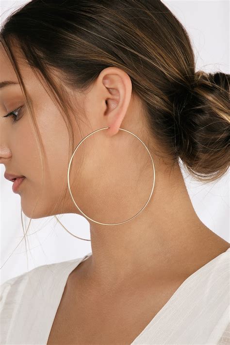 Cute Gold Earrings Hoop Earrings Oversized Hoops Lulus