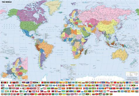Giant And Large A0 A1 World Map Poster A2 A1 A0 Laminated Option Choose