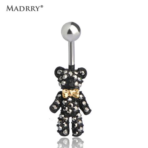 Buy Black Bear Belly Button Rings Womens Navel Barbell Bar Piercing Jewelry