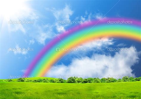 Rainbow V Earth Day Posters Blue Sky Rainbow Sky