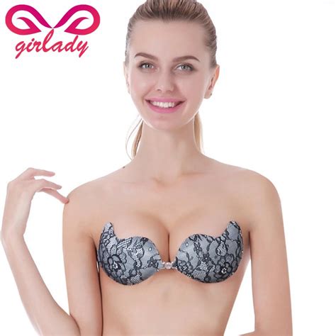 Girlady Sexy Women Breast Petals Lace Invisible Strapless Bra Deep V