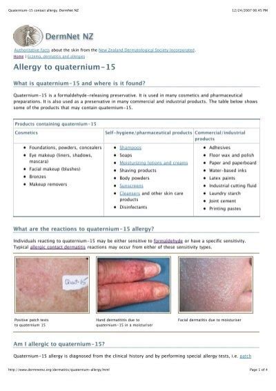 Quaternium 15 Contact Allergy Dermnet Nz