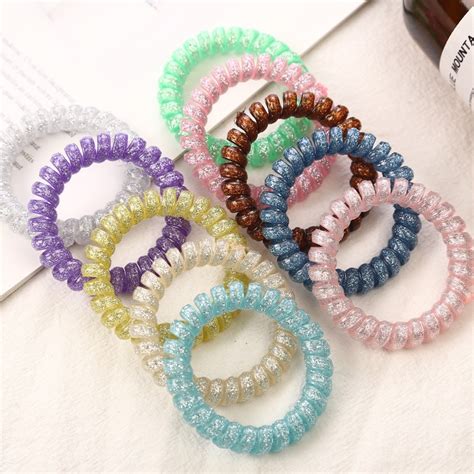 Buy 5 Pcs Multicolor Elastic Hair Bands Spiral Shape