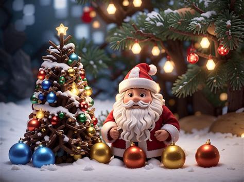 Premium Ai Image The Snowy Outdoor Christmas Tree Is Decorated With