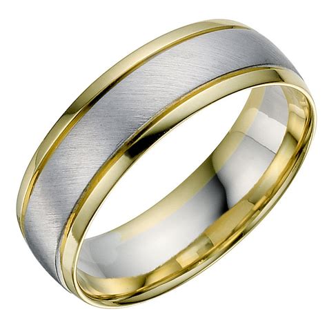 18ct White And Yellow Gold Mens Wedding Ring Ernest Jones