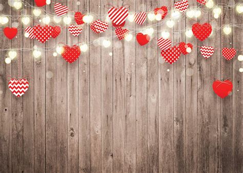 Buy Sjoloon Valentine Day Backdrop For Photography Rustic Wood Wedding Backdrop Red Heart Stage