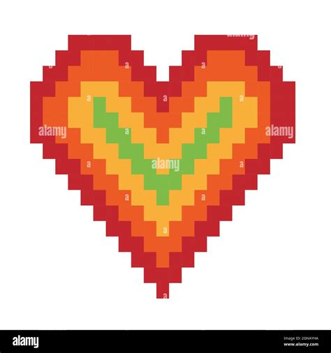 Heart Pixel Art Isolated On White Background Bit Icon Pixel Design