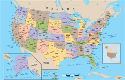 Politische Karte Der Usa Politische Karte Usa Nordamerika Und