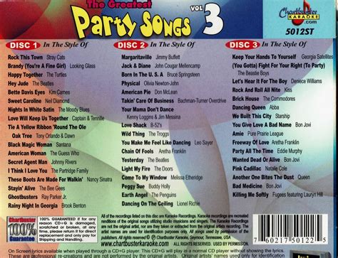 chartbuster karaoke greatest party songs vol 3 karaoke cd album muziek