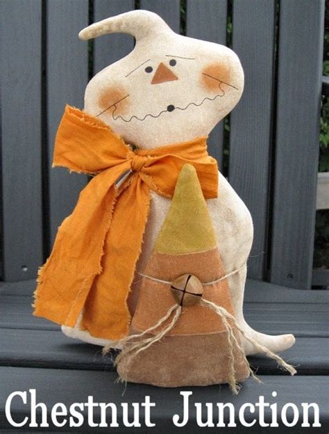 Candy Corn Ghost Epatternprimitive Halloween Ghost Cloth Etsy