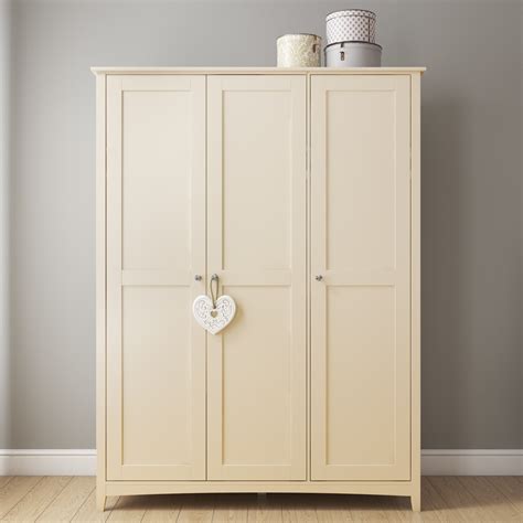 3 Door Triple Wardrobe in Cream / Ivory Bedroom Furniture New 