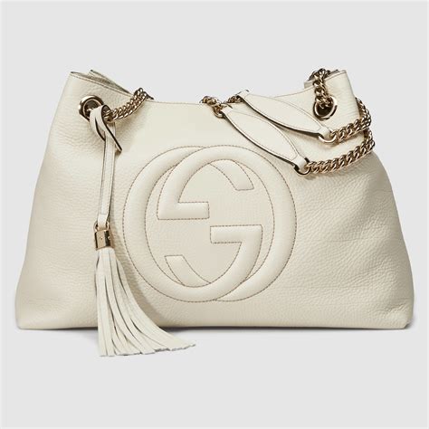 Gucci Soho Leather Shoulder Bag In White Lyst