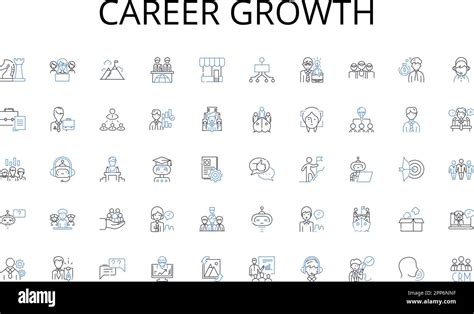 Career Growth Line Icons Collection Portfolio Stocks Bonds Funds