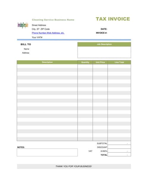 Free Cleaning Housekeeping Invoice Template Pdf Word