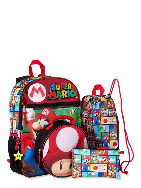 Nintendo Super Mario Kids Backpack With Lunch Bag 5 Piece Set Brickseek