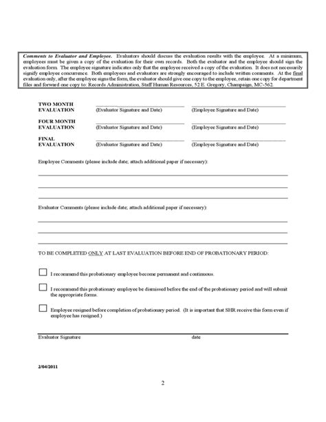 Probationary Employee Performance Evaluation Form Free Download