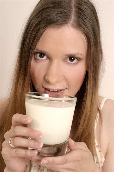 Girl Is Drinking Milk Stock Image Image Of Milk Delicious 2229713