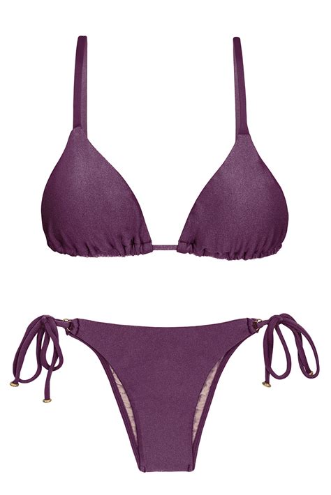 Accessorized Iridescent Purple Brazilian Bikini Viena Invisible Rio