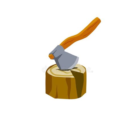 Axe With Log Felling And Cutting Of Wood Firewood Harvesting And