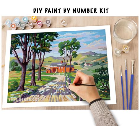 Vintage Paint By Number Kit For Adult And Kids Diy Countryside Etsy