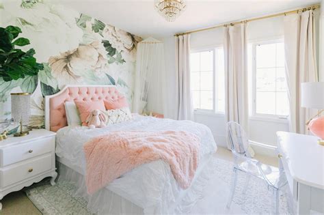 It takes up a large amount of real estate in your bedroom and can bring instant color and texture to the room. Lovely Girl's Bedroom Features Floral Wallpaper | Little Crown Interiors | HGTV