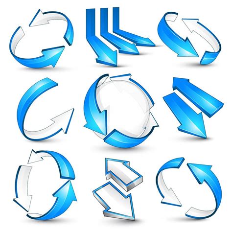 Glossy Blue 3d Arrow Pack Vector Download